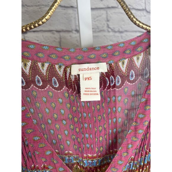 Sundance Silk Boho Embroidered Button Down Blouse Size PXS - Picture 5 of 7